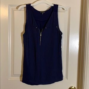 Blue zip up tank blouse